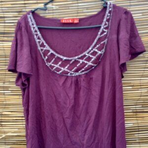 Elle Short Sleeve Beaded Top - 1X